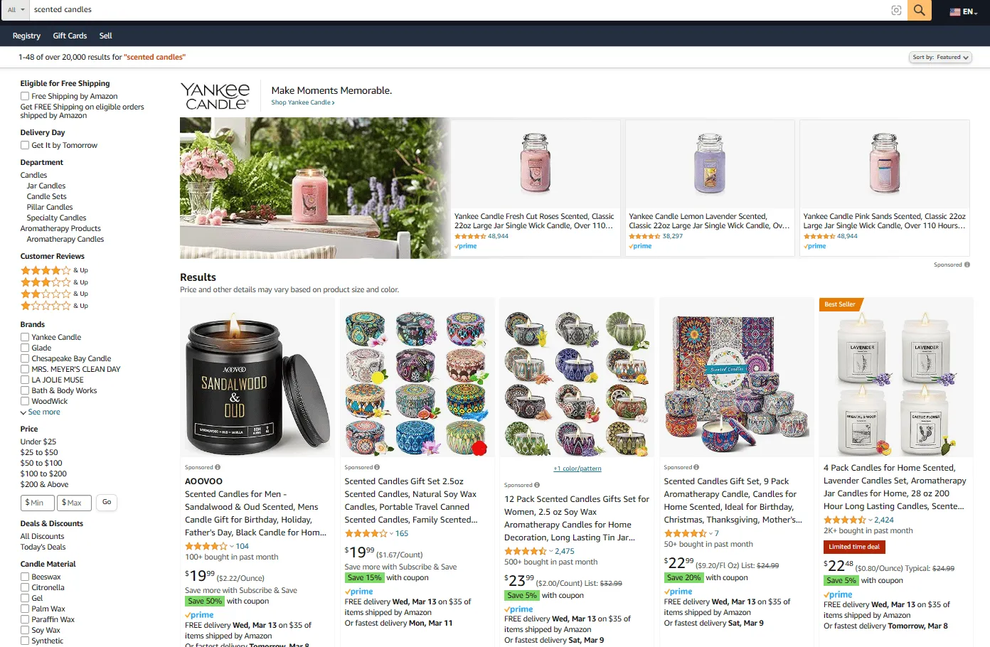 Amazon marketplace search results