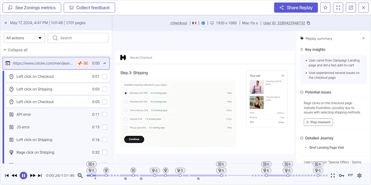 Contentsquare ecommerce session replay