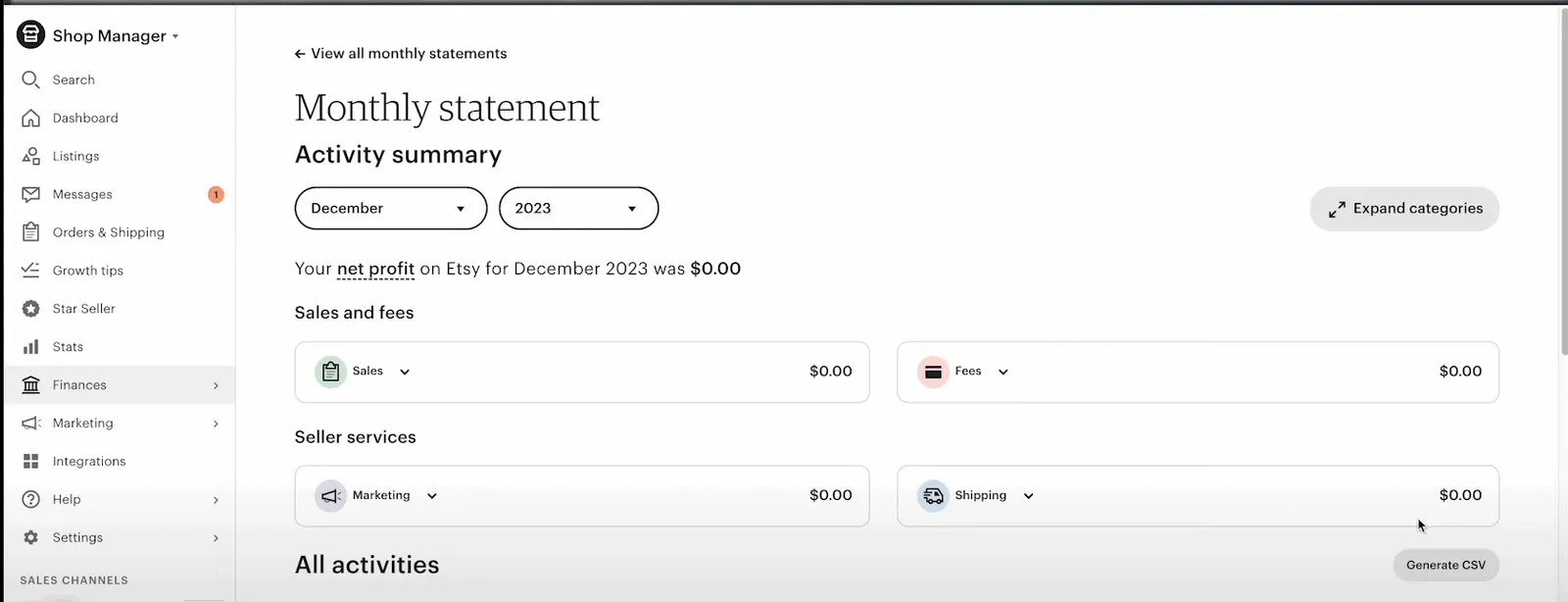 Etsy Finances
