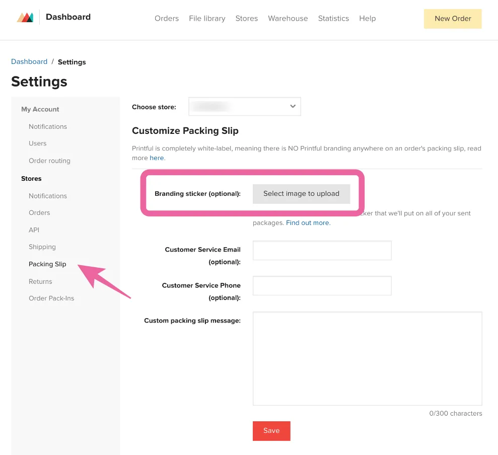 Printful dashboard