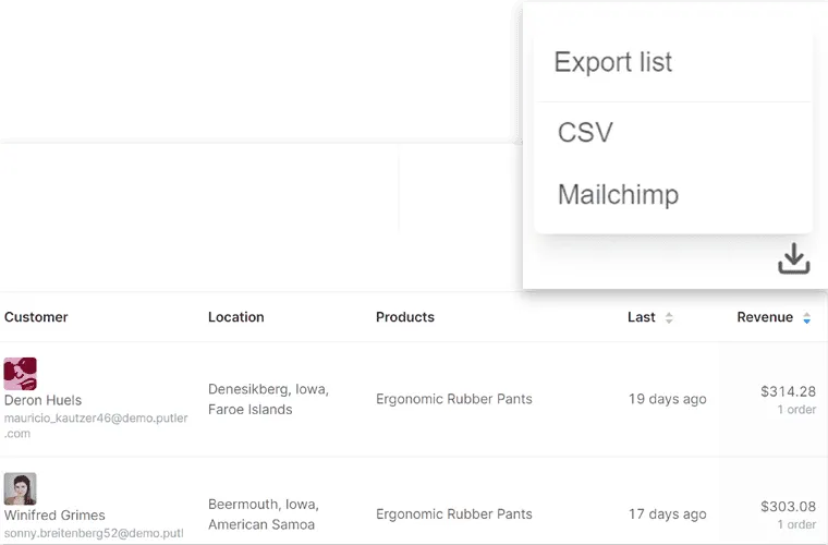 Direct Export to MailChimp - Putler
