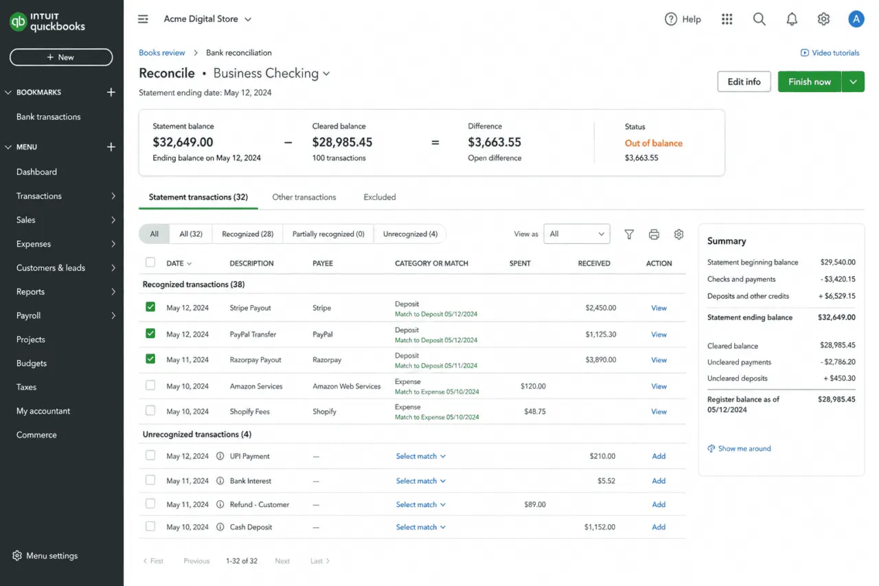 Track payment through accounting software