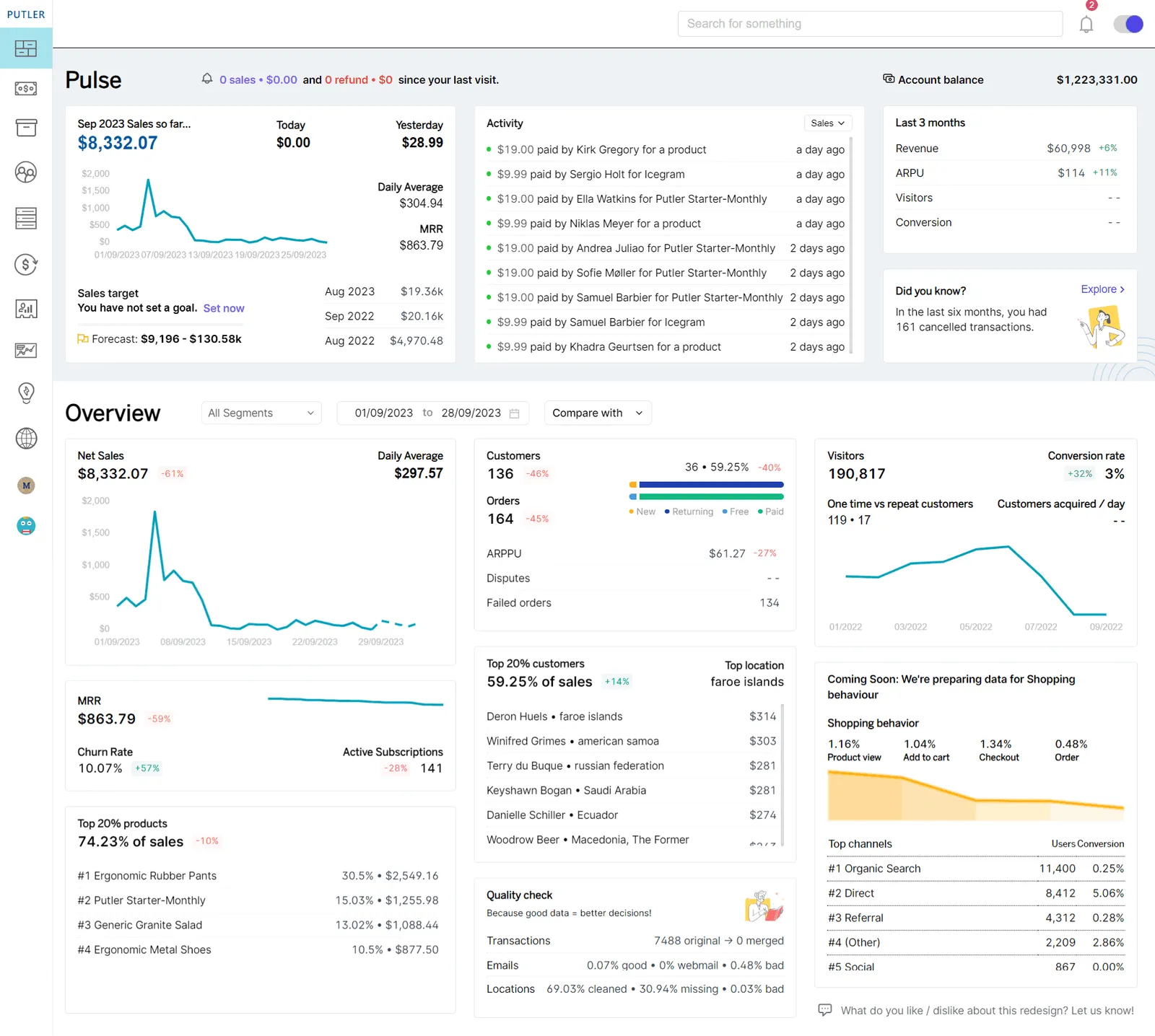 Putler dashboard managing multiple Etsy shops in one place