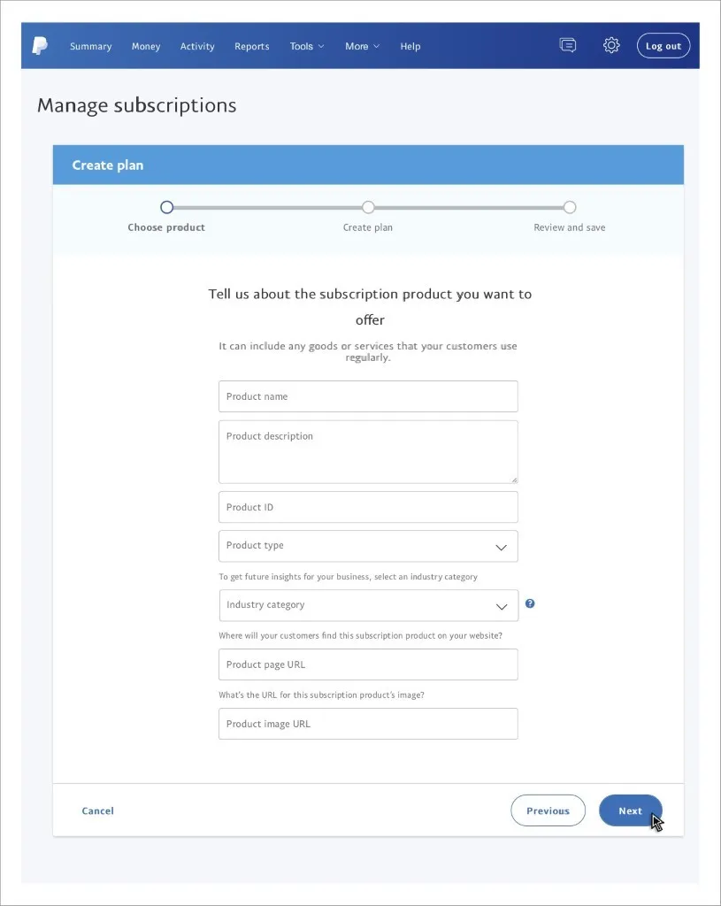 PayPal Subscriptions Setup Step 2