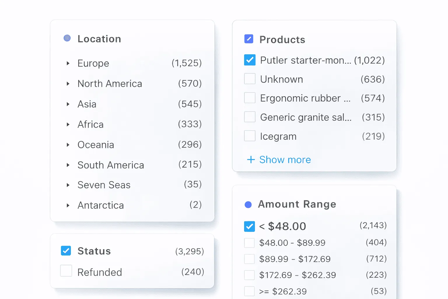 Sales filters