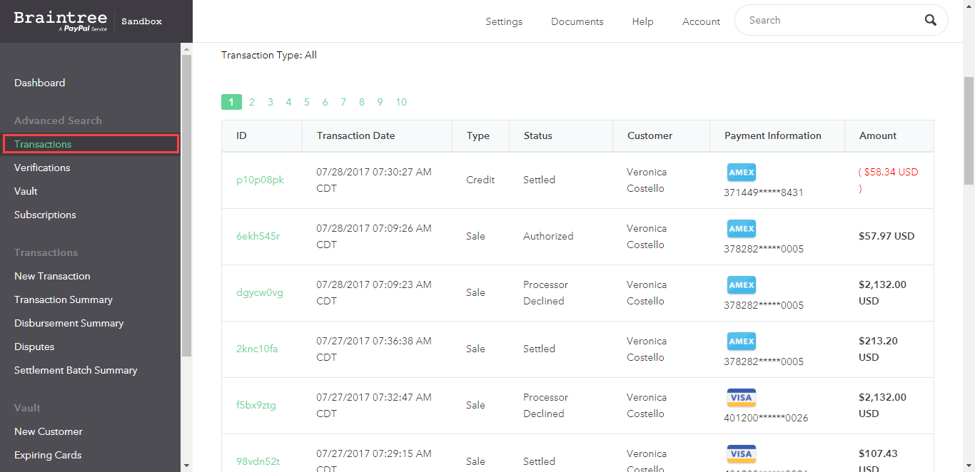 Braintree Transactions Dashboard - stripe alternatives 2026