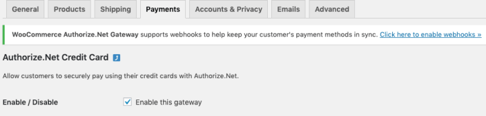 SkyVerge WooCommerce Authorize.Net settings