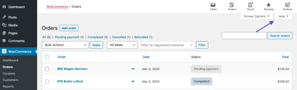 WooCommerce Subscriptions plugin dashboard