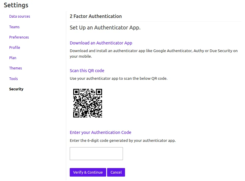 ‘Putler 2fa QRcode setting’