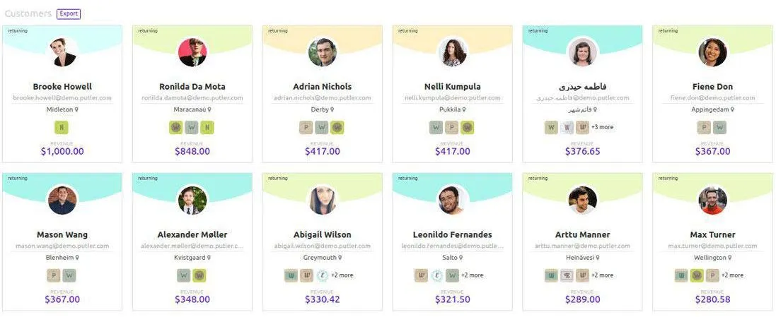 ‘Putler customers dashboard rfm segmentation profiles’
