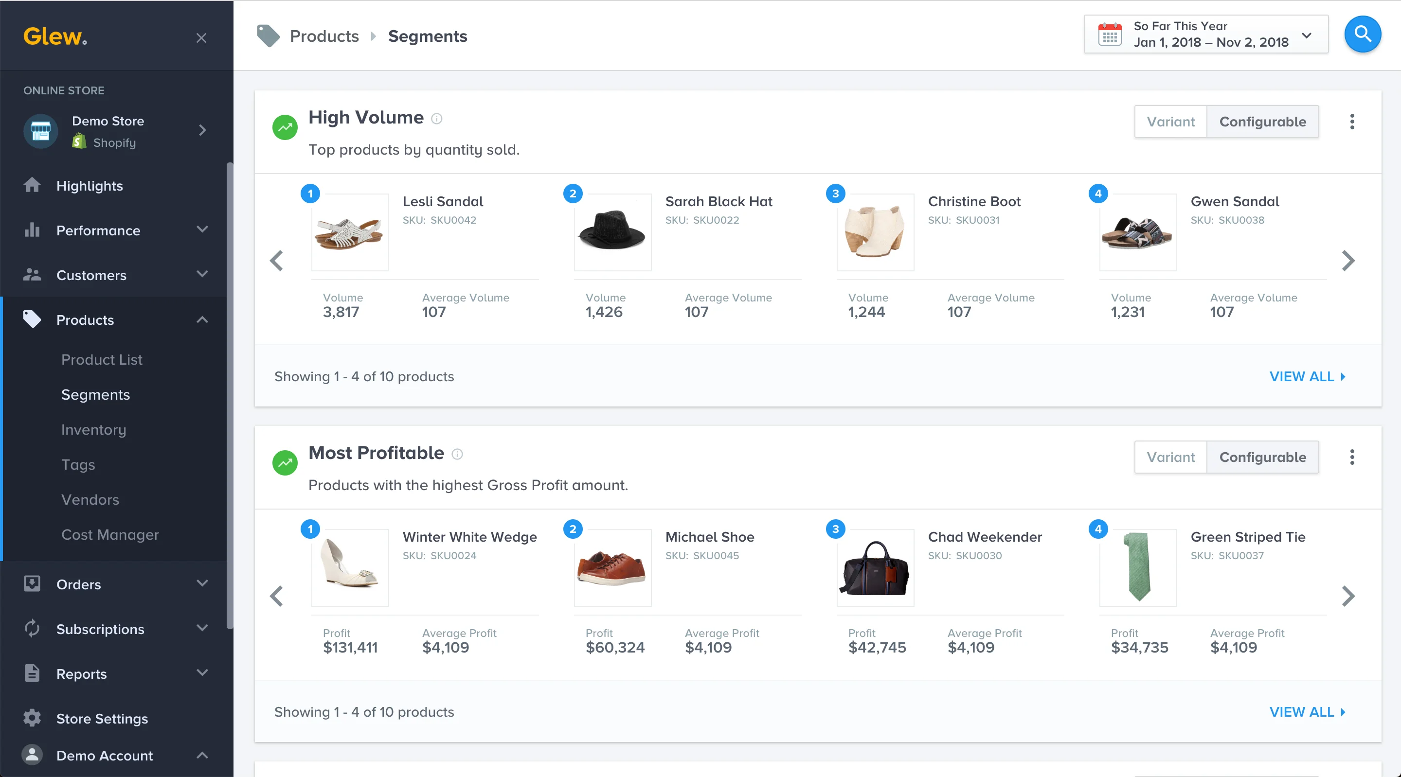 Glew Product Dashboard